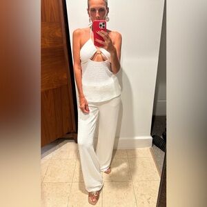 Peppermayo white textured two piece pant set